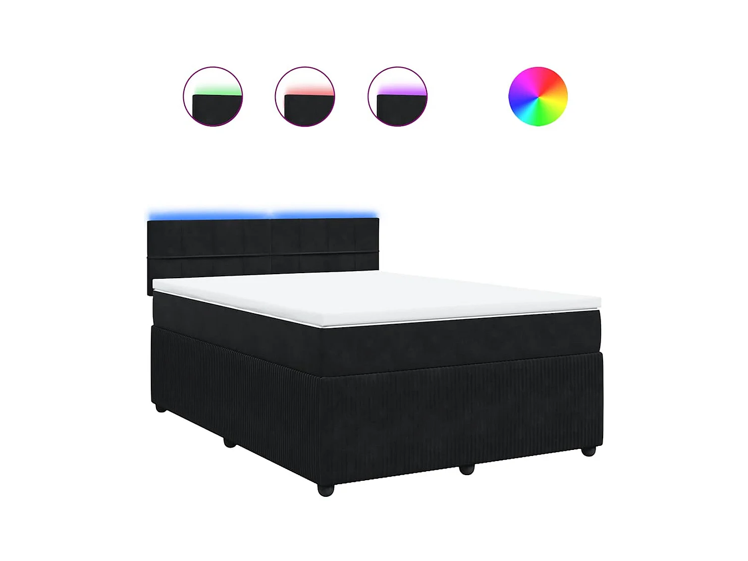 Giroletto a Molle con Materasso Nero 140x190 cm in Velluto