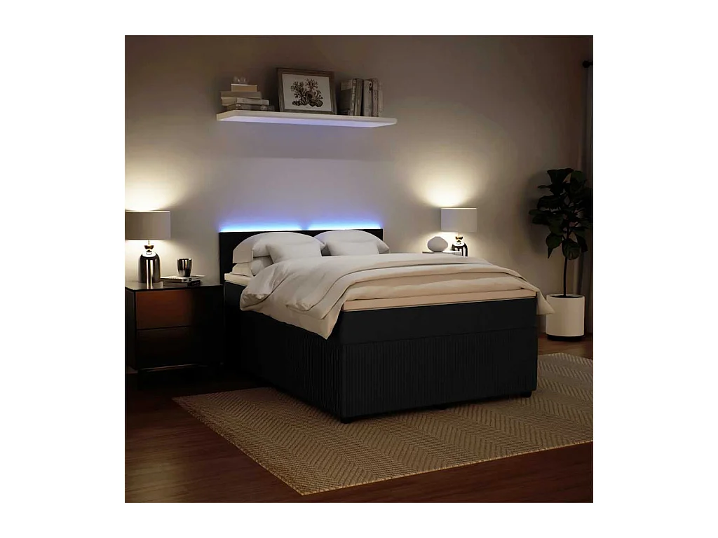 Boxspringbett mit Matratze Schwarz 140x190 cm Samt