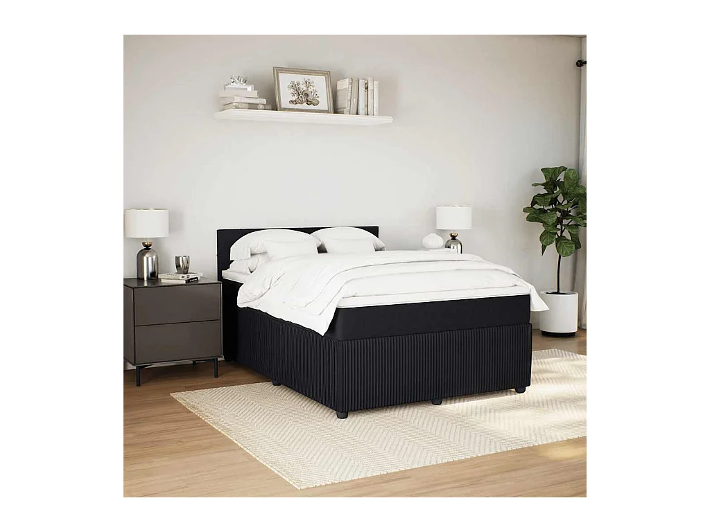 Boxspringbett mit Matratze Schwarz 140x190 cm Samt