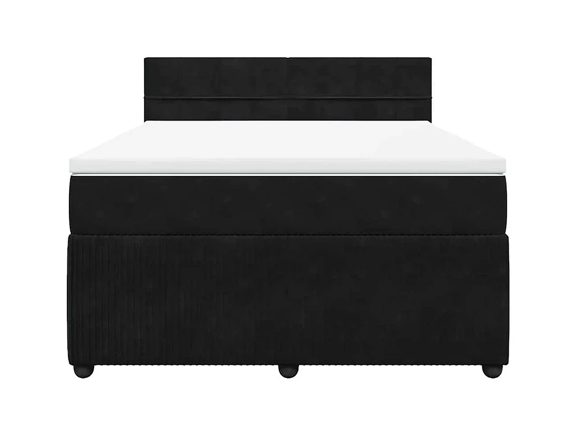 Boxspringbett mit Matratze Schwarz 140x190 cm Samt