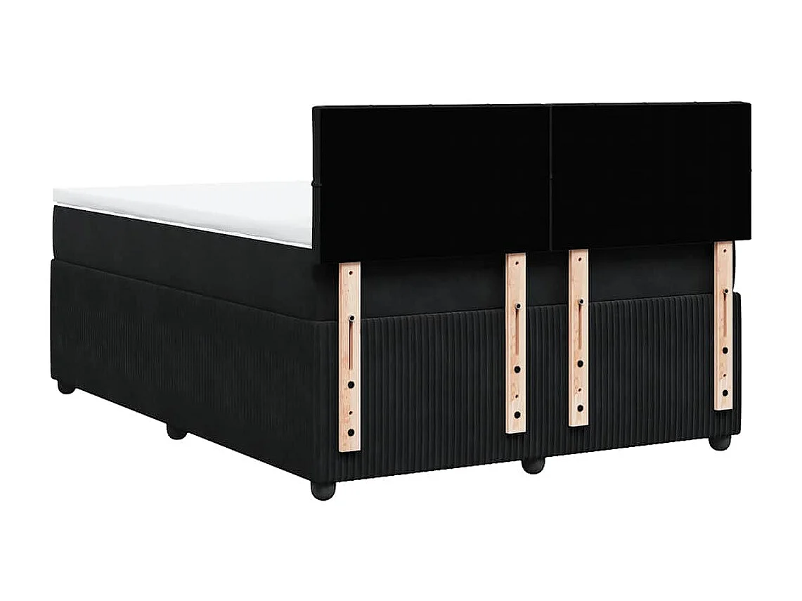 Giroletto a Molle con Materasso Nero 140x190 cm in Velluto