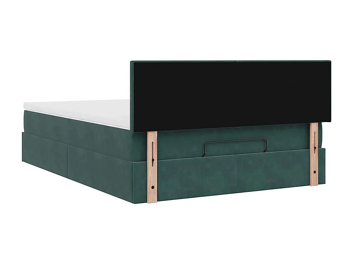 Cadre de lit ottoman avec matelas vert foncé 140x200 cm velours