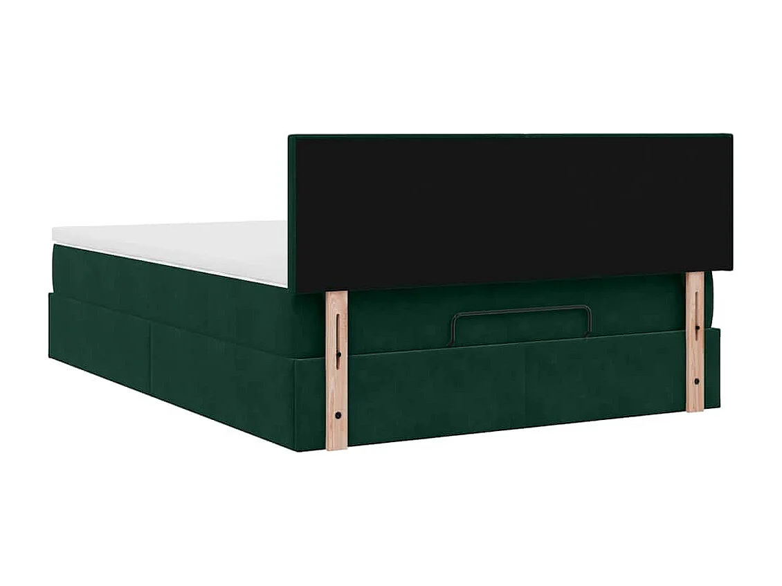 Ottoman-Bett mit Matratze & LEDs Dunkelgrün 140x200 cm Samt