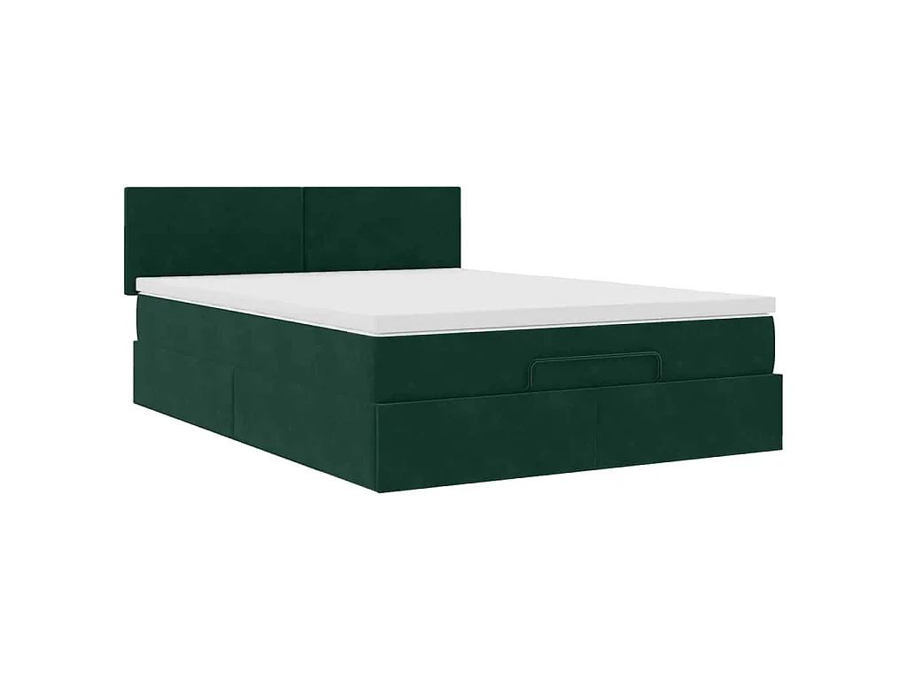 Estructura de cama otomana con colchón verde oscuro 140x200 cm
