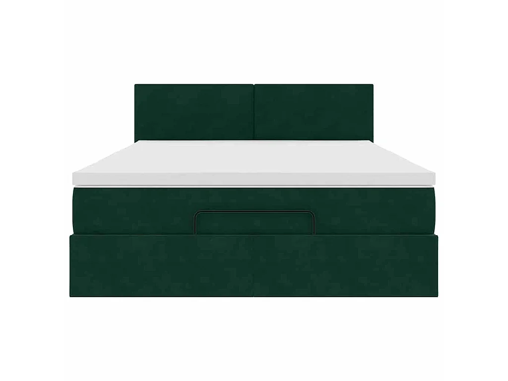 Estructura de cama otomana con colchón verde oscuro 140x200 cm