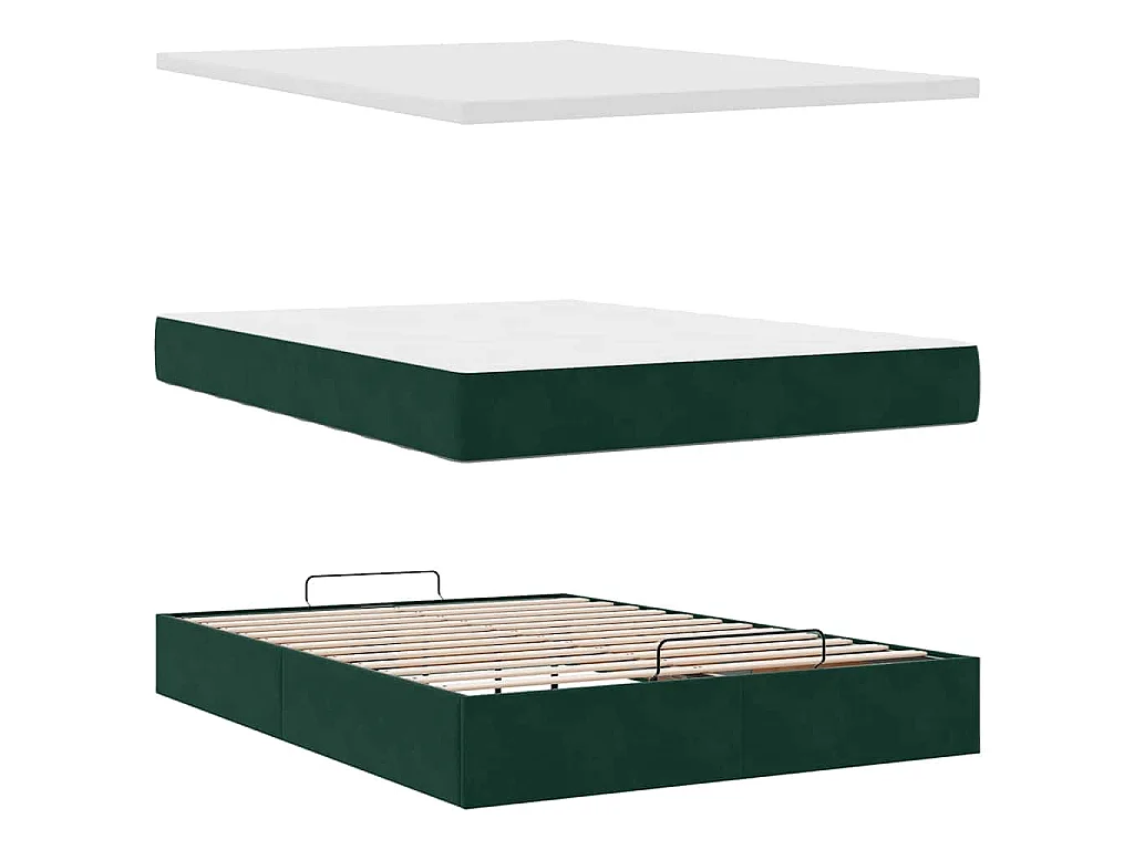Estructura de cama otomana con colchón verde oscuro 140x200 cm