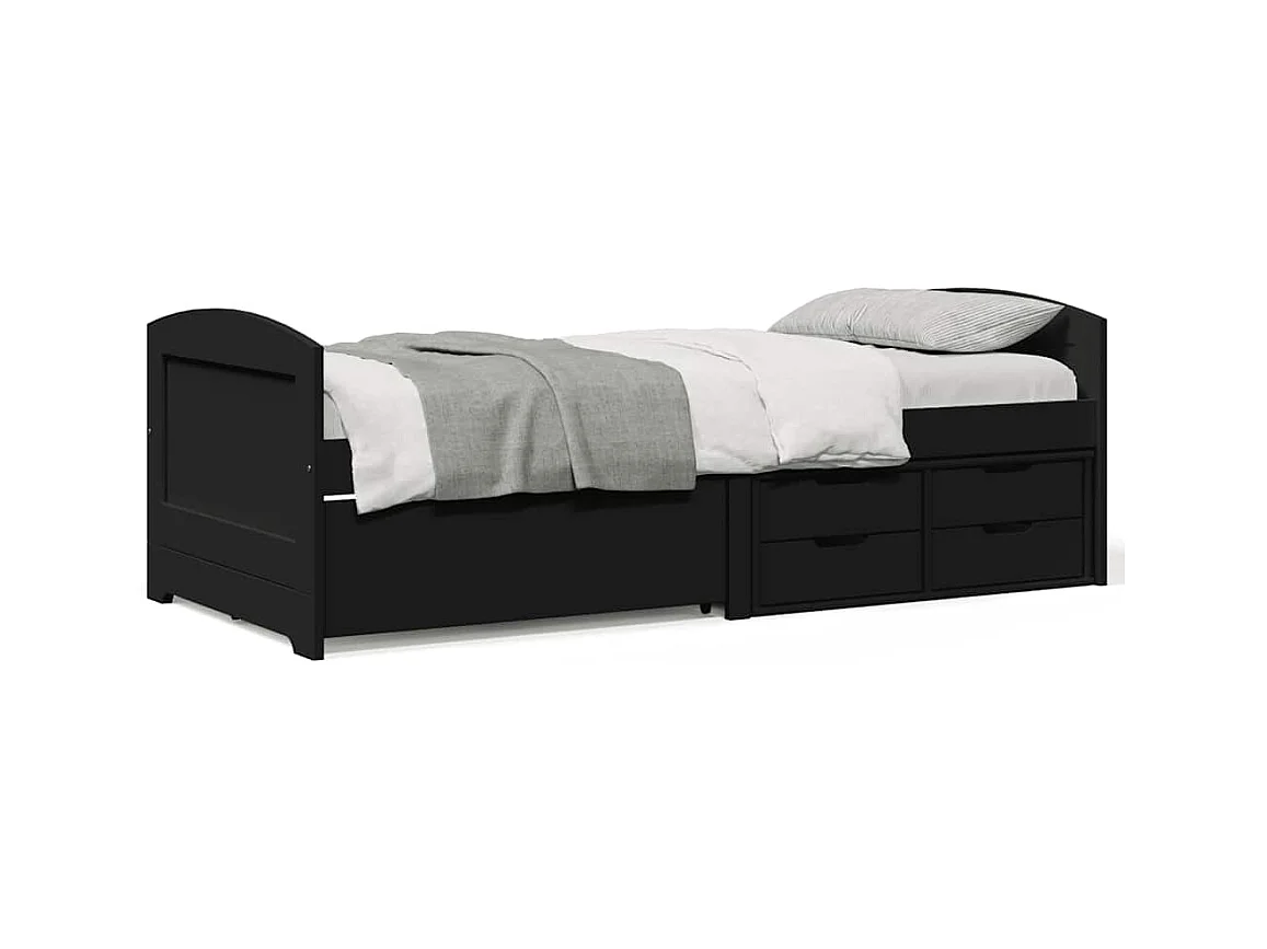 Lit de jour avec 5 tiroirs sans matelas IRUN noir 90x200 cm