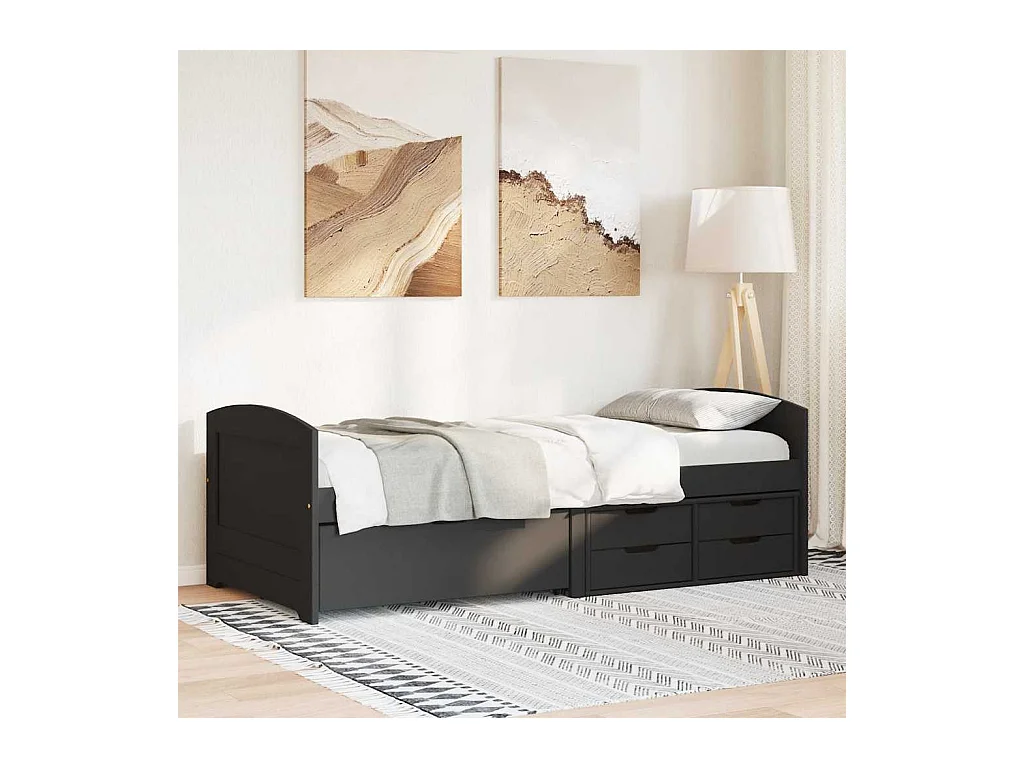 Lit de jour avec 5 tiroirs sans matelas IRUN noir 90x200 cm