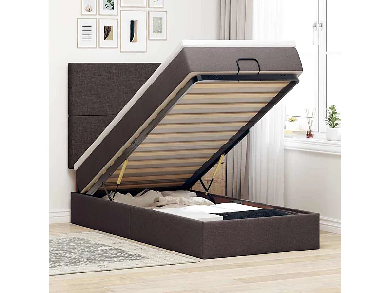 Struttura Letto Pouf con Materasso 90x190 cm in Tessuto