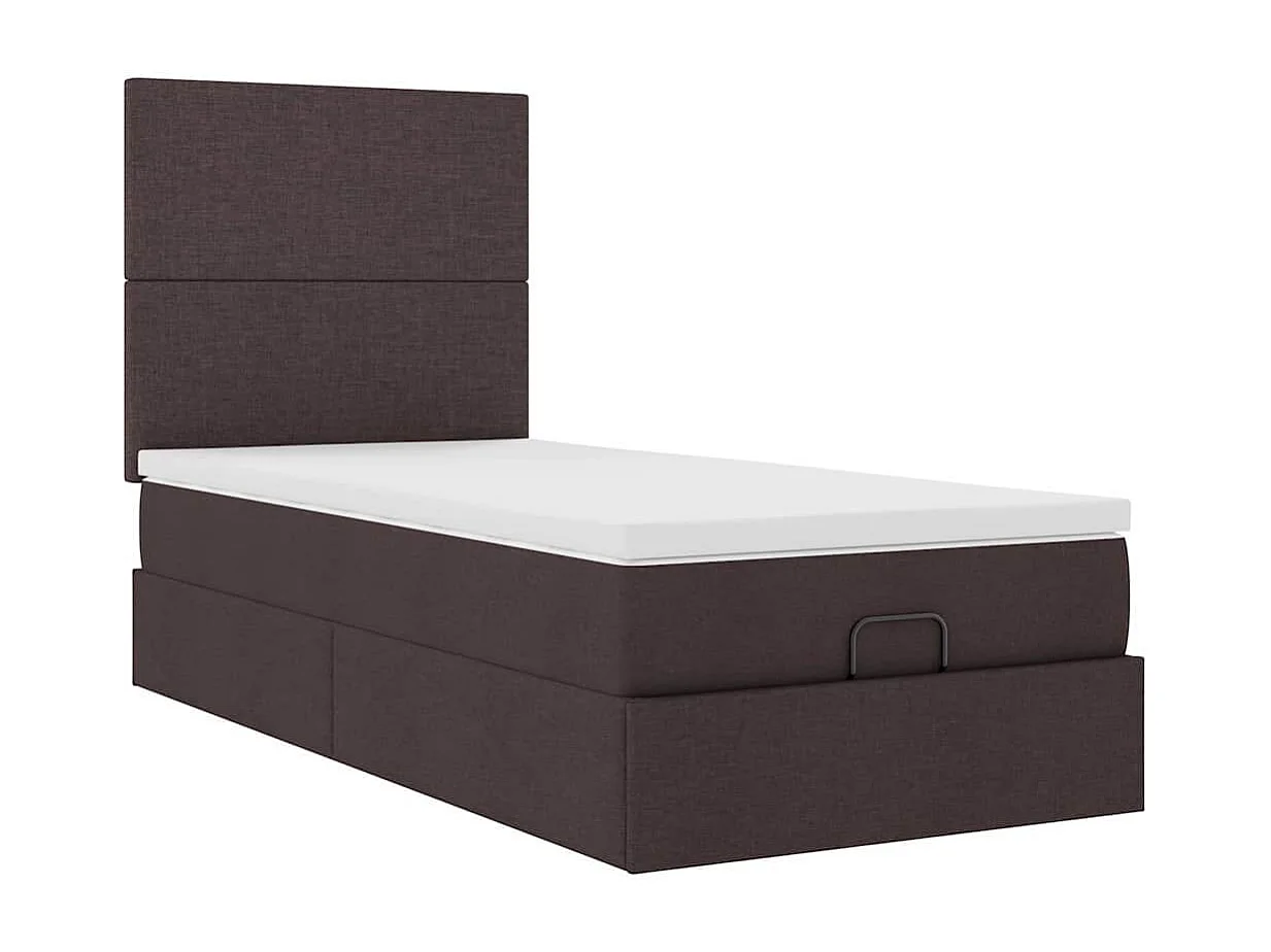 Ottoman bed met matras en LED's 90x190cm stof donkerbruin