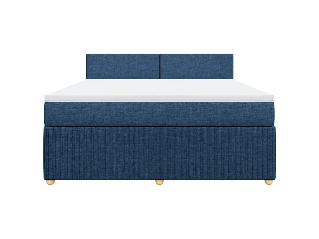 Cama box spring con colchón tela azul 180x200 cm