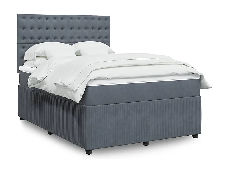 Giroletto a Molle con Materasso Grigio Scuro 140x200 cm Velluto