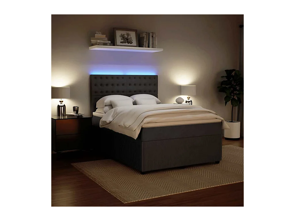 Sommier à lattes de lit et matelas Gris foncé 140x200cm Velours