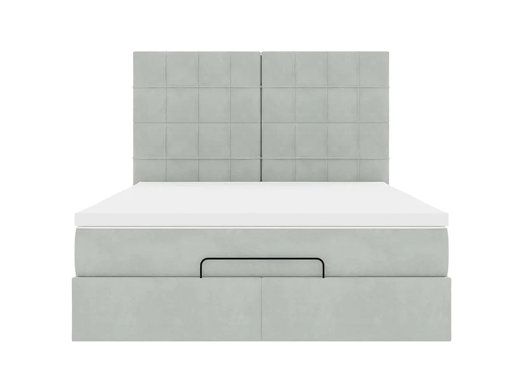 Cadre de lit ottoman avec matelas gris clair 140x200 cm velours