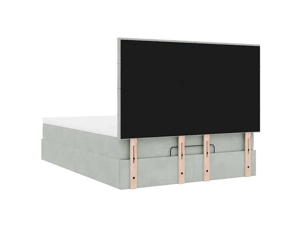 Cadre de lit ottoman avec matelas gris clair 140x200 cm velours