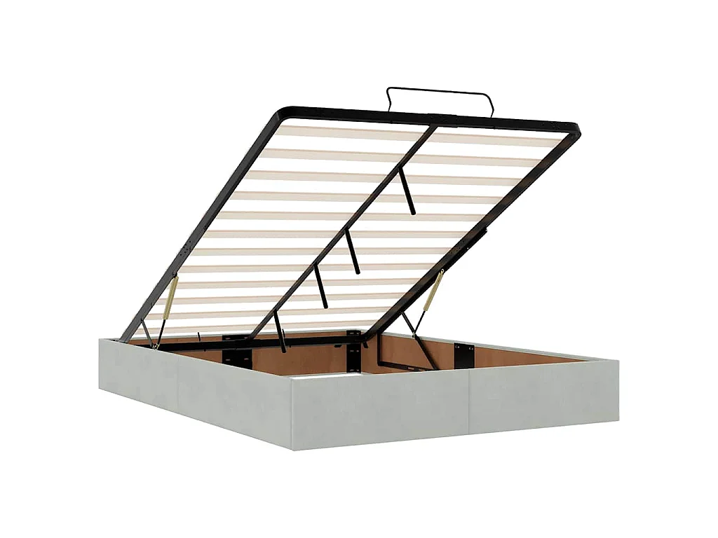 Cadre de lit ottoman avec matelas gris clair 140x200 cm velours