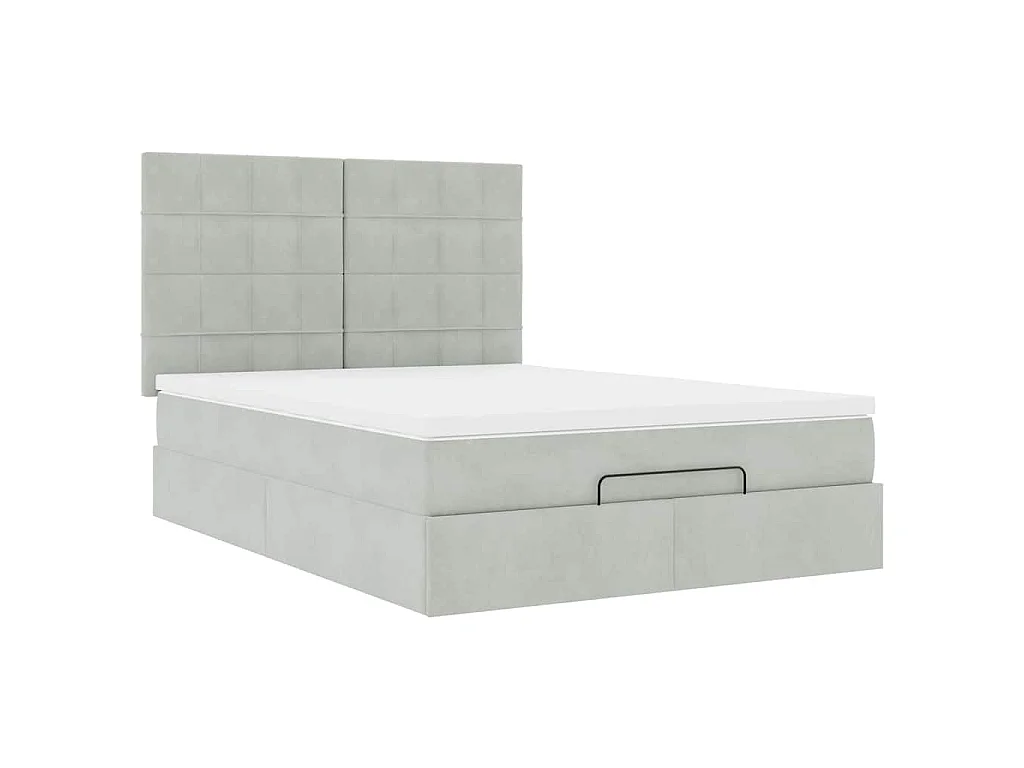 Ottoman bed met matrassen 140x200cm fluweel lichtgrijs