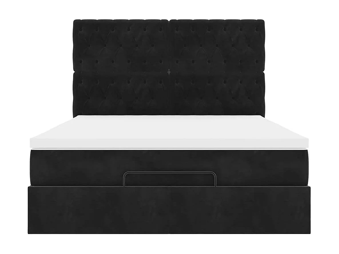 Cadre de lit ottoman avec matelas noir 140x190 cm velours