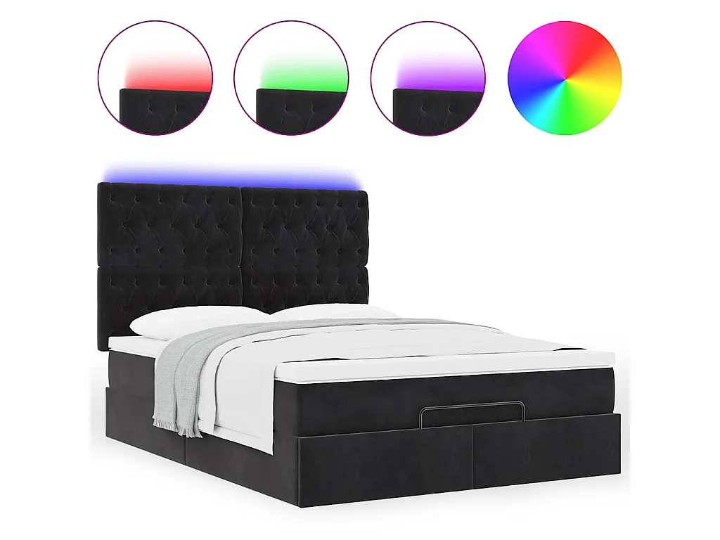 Ottoman bed met matrassen en LED's 140x190cm fluweel zwart