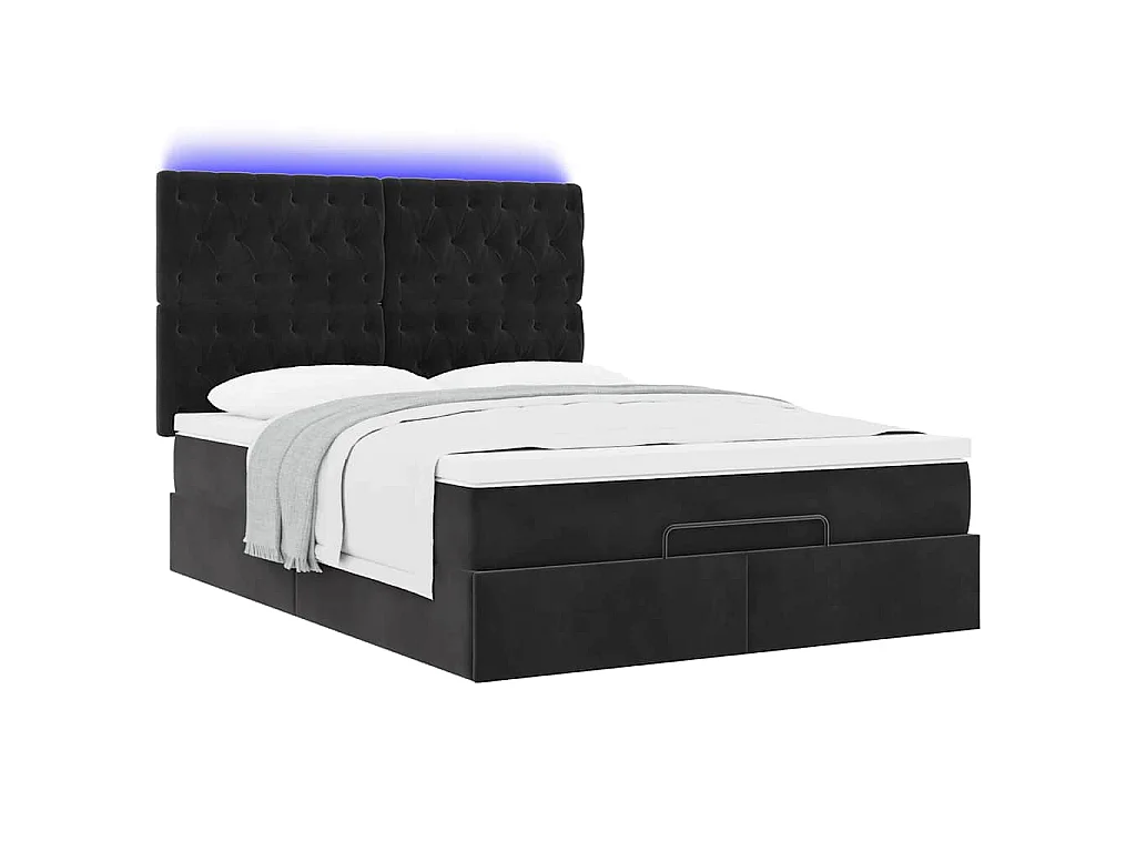 Ottoman bed met matrassen en LED's 140x190cm fluweel zwart