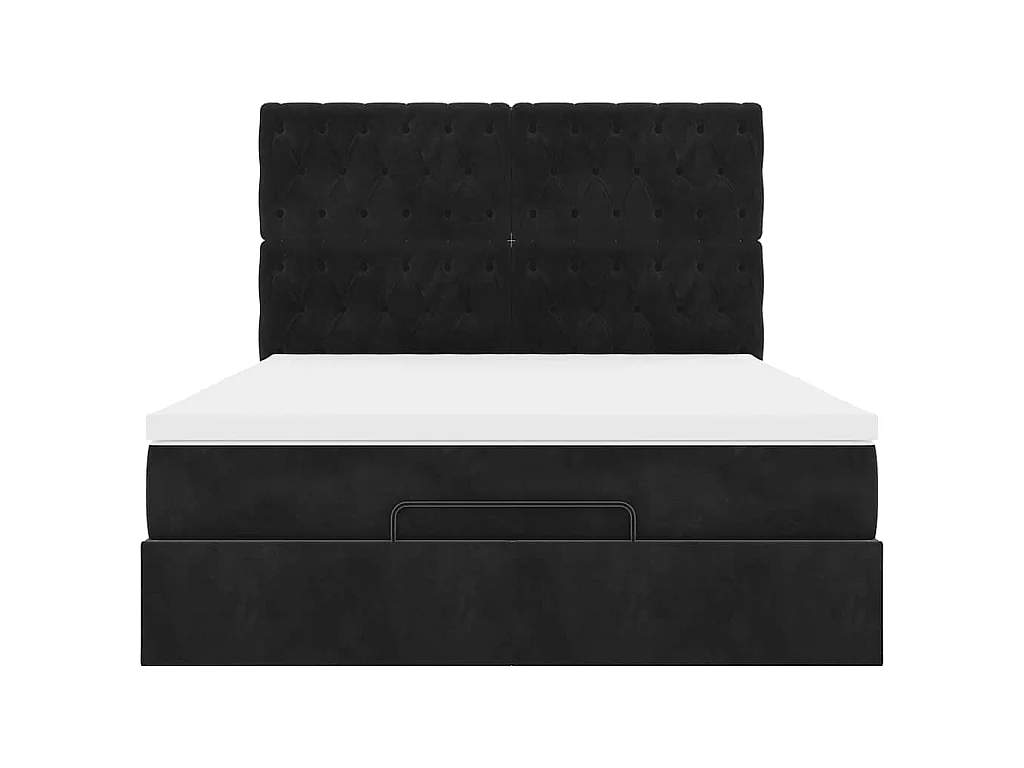 Ottoman bed met matrassen en LED's 140x190cm fluweel zwart