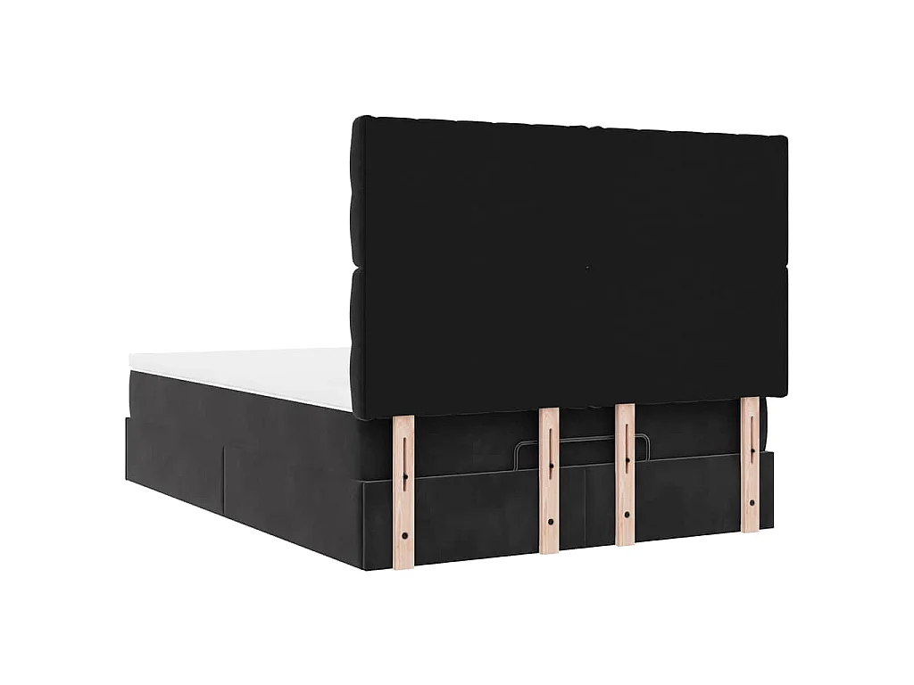 Cadre de lit ottoman avec matelas noir 140x190 cm velours