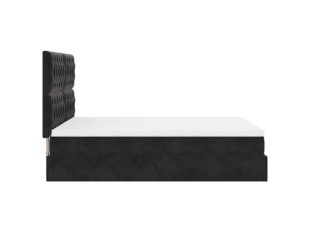 Cadre de lit ottoman avec matelas noir 140x190 cm velours