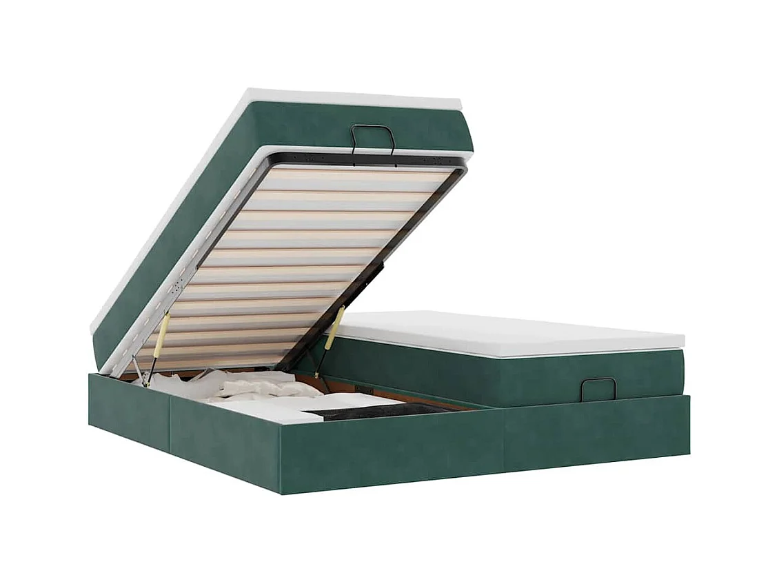 Ottoman-Bett mit Matratzen Dunkelgrün 180x200 cm Samt