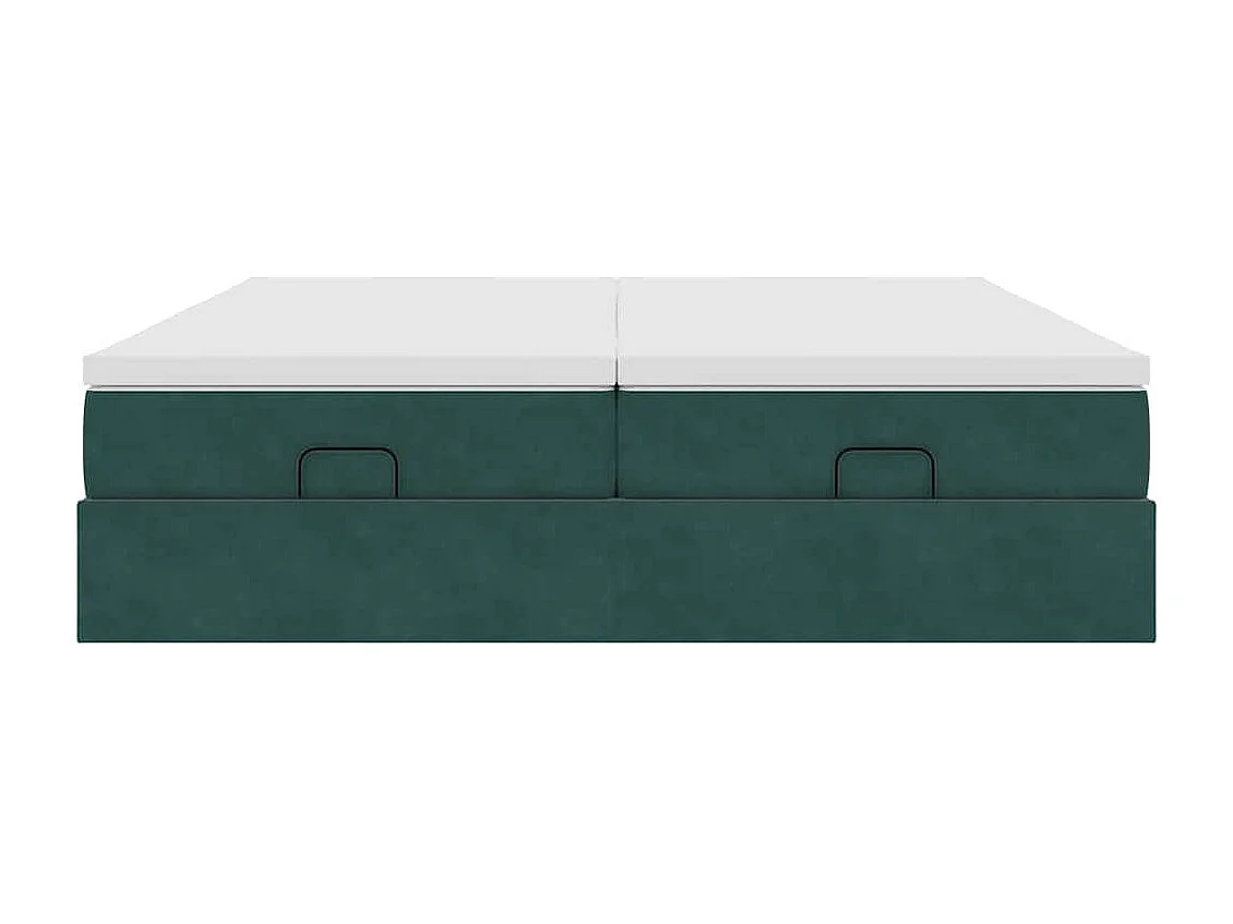 Ottoman-Bett mit Matratzen Dunkelgrün 180x200 cm Samt