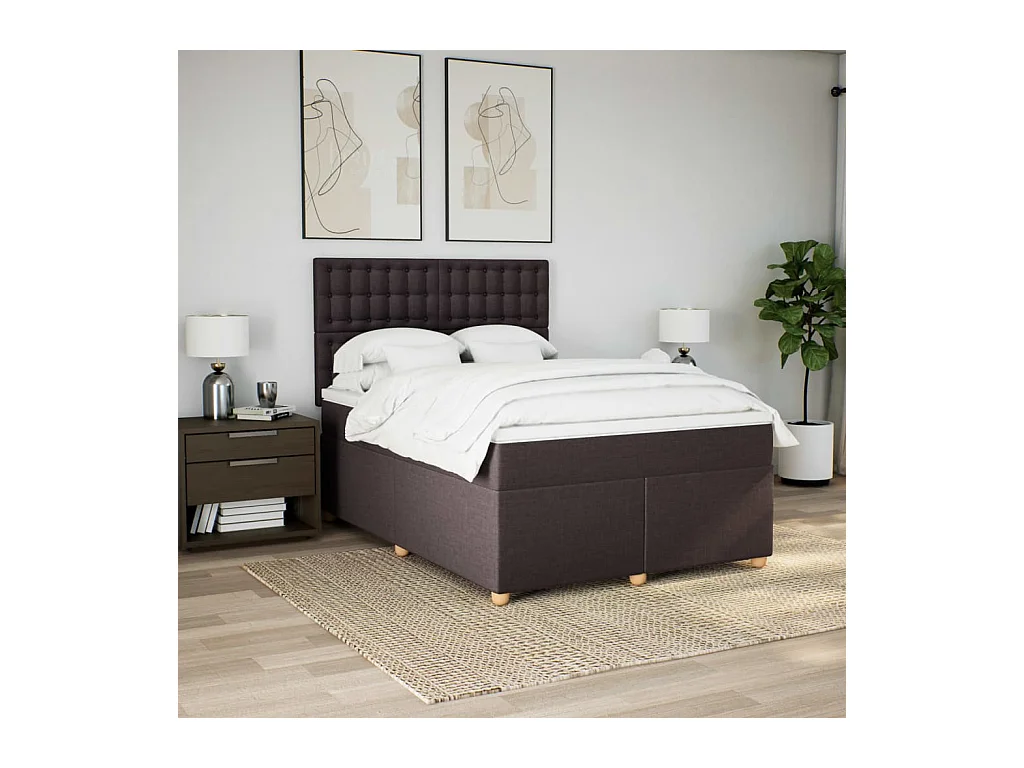 Sommier à lattes de lit avec matelas Marron foncé 160x200 cm