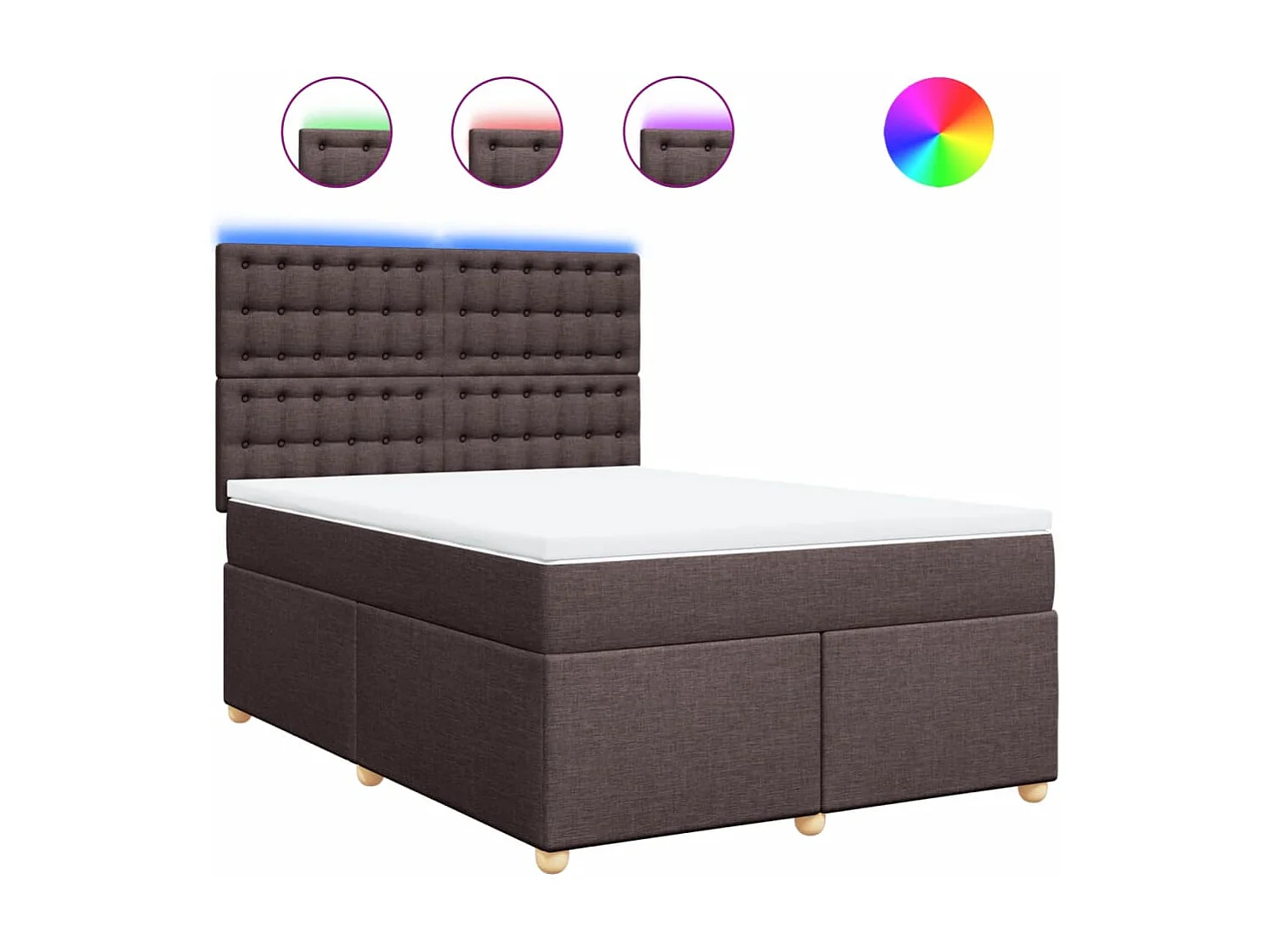 Cama box spring con colchón tela marrón oscuro 160x200 cm