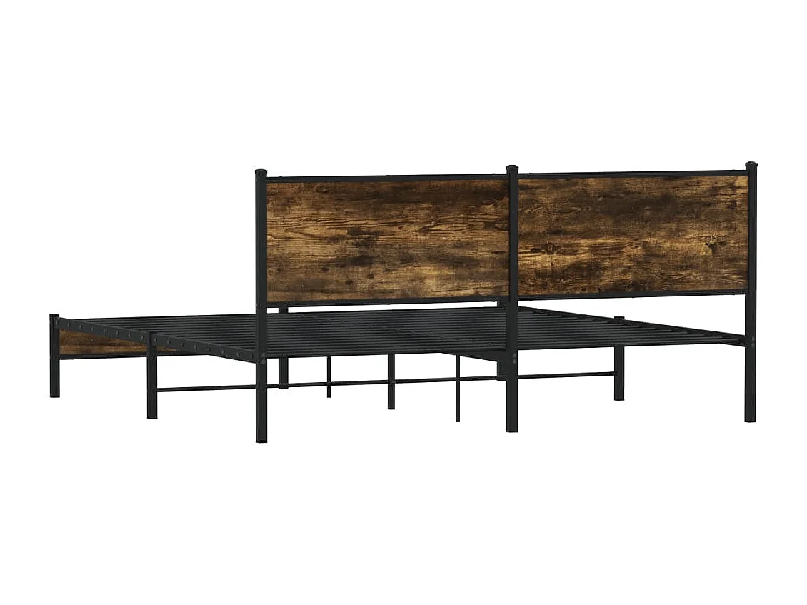 Cadre de lit en métal sans matelas chêne fumé 180x200 cm