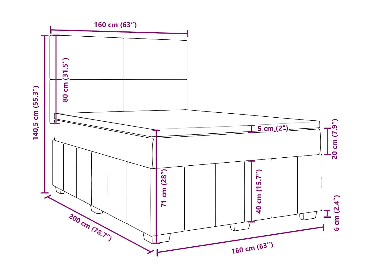Sommier à lattes de lit avec matelas Crème 160x200 cm Tissu