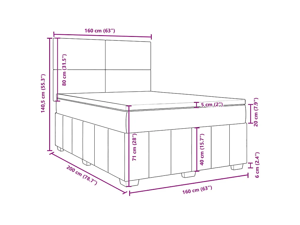 Boxspring met matras stof crèmekleurig 160x200 cm