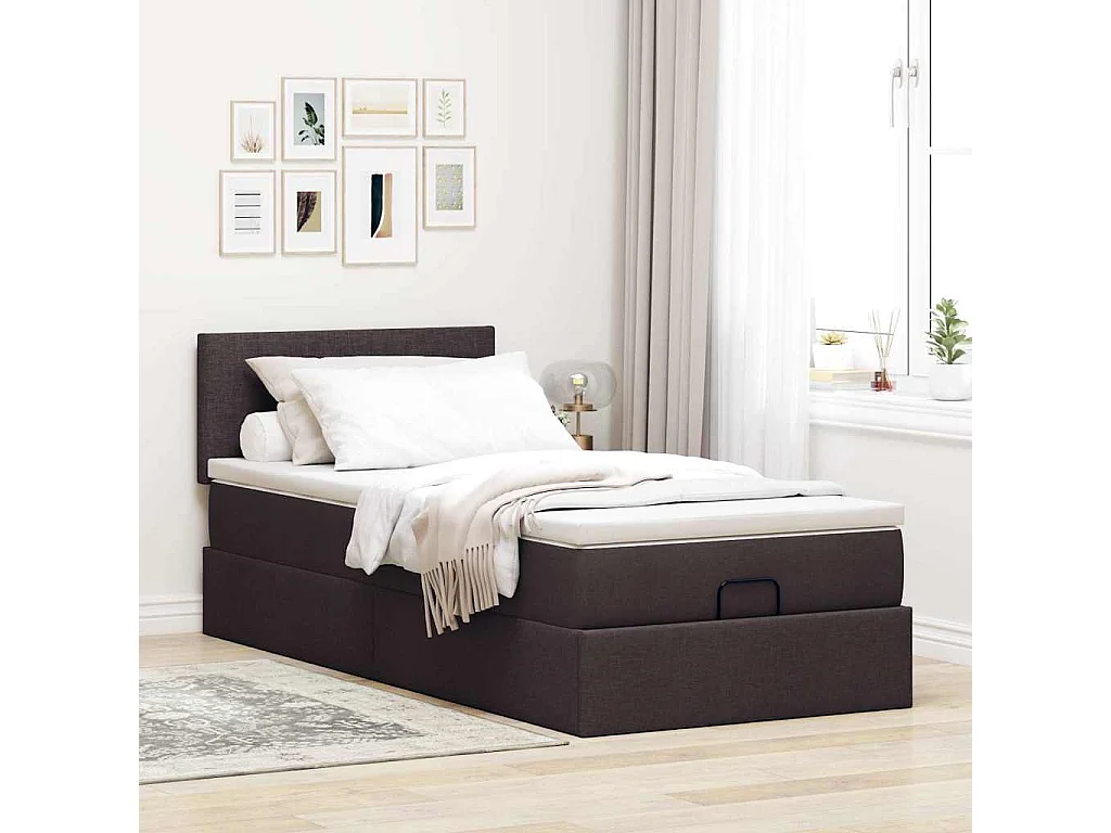 Struttura Letto Pouf con Materasso 90x190 cm in Tessuto