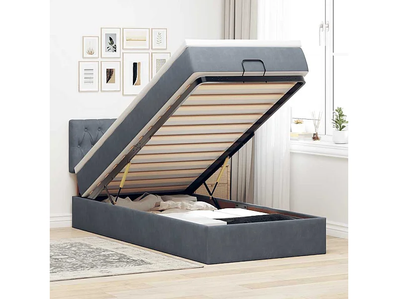 Ottoman bed met matras en LED's 100x200 cm fluweel donkergrijs