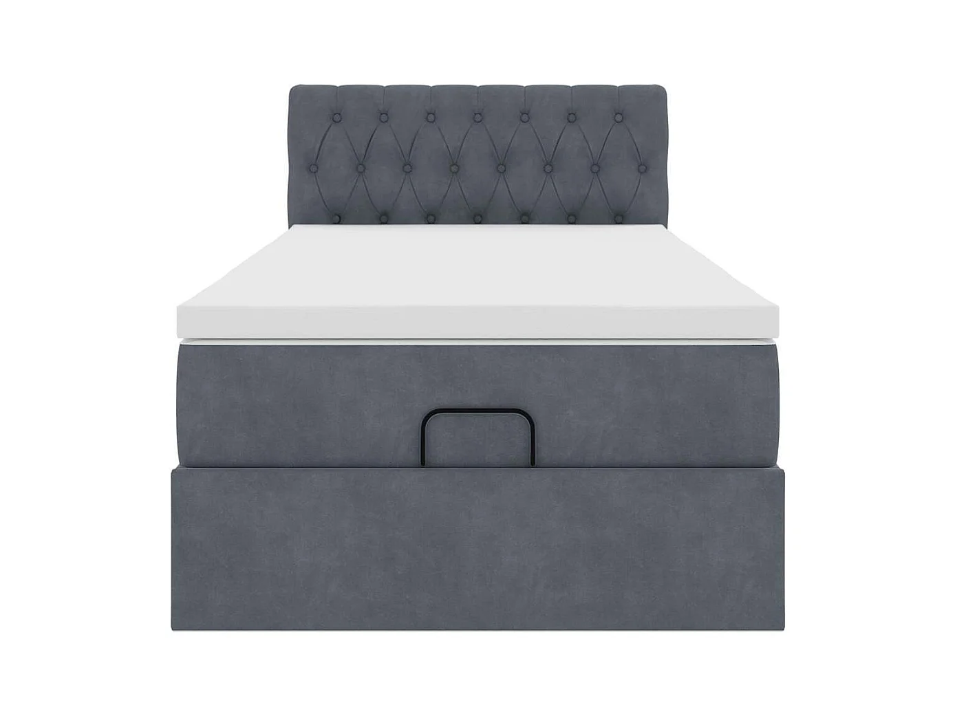 Cadre de lit ottoman avec matelas gris foncé 100x200 cm velours
