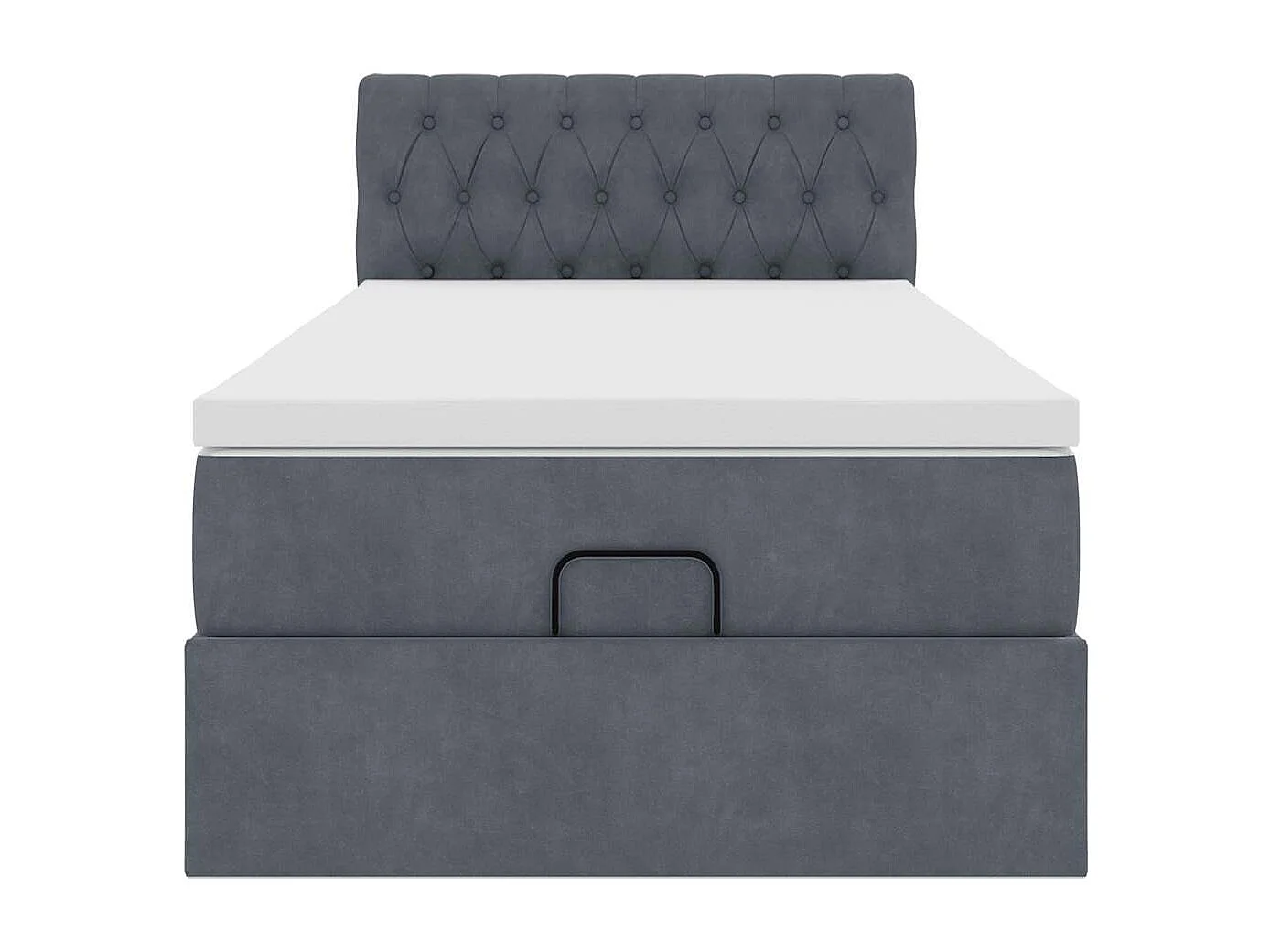 Ottoman-Bett mit Matratze & LEDs Dunkelgrau 100x200 cm Samt