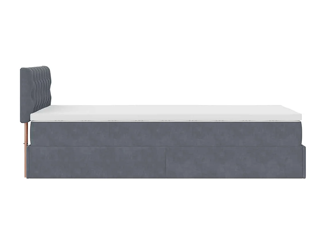 Estructura cama otomana colchón terciopelo gris oscuro