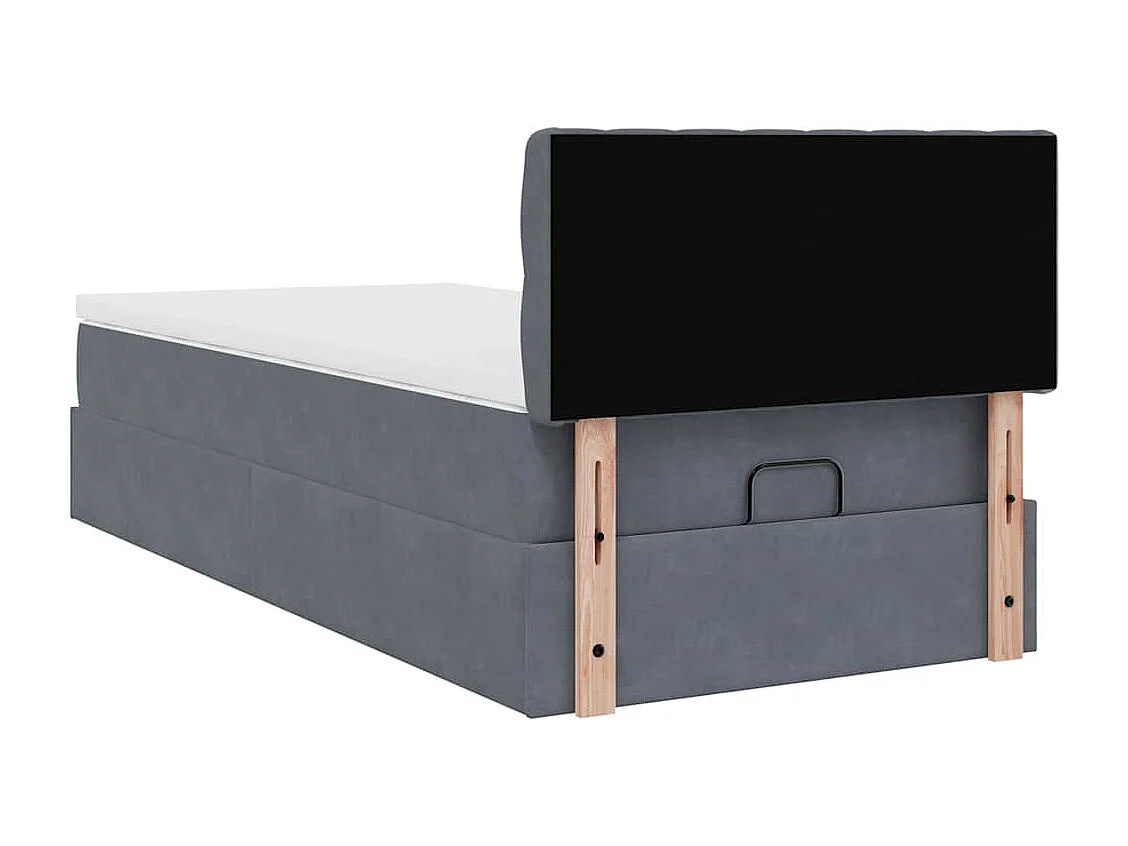 Estructura cama otomana colchón terciopelo gris oscuro