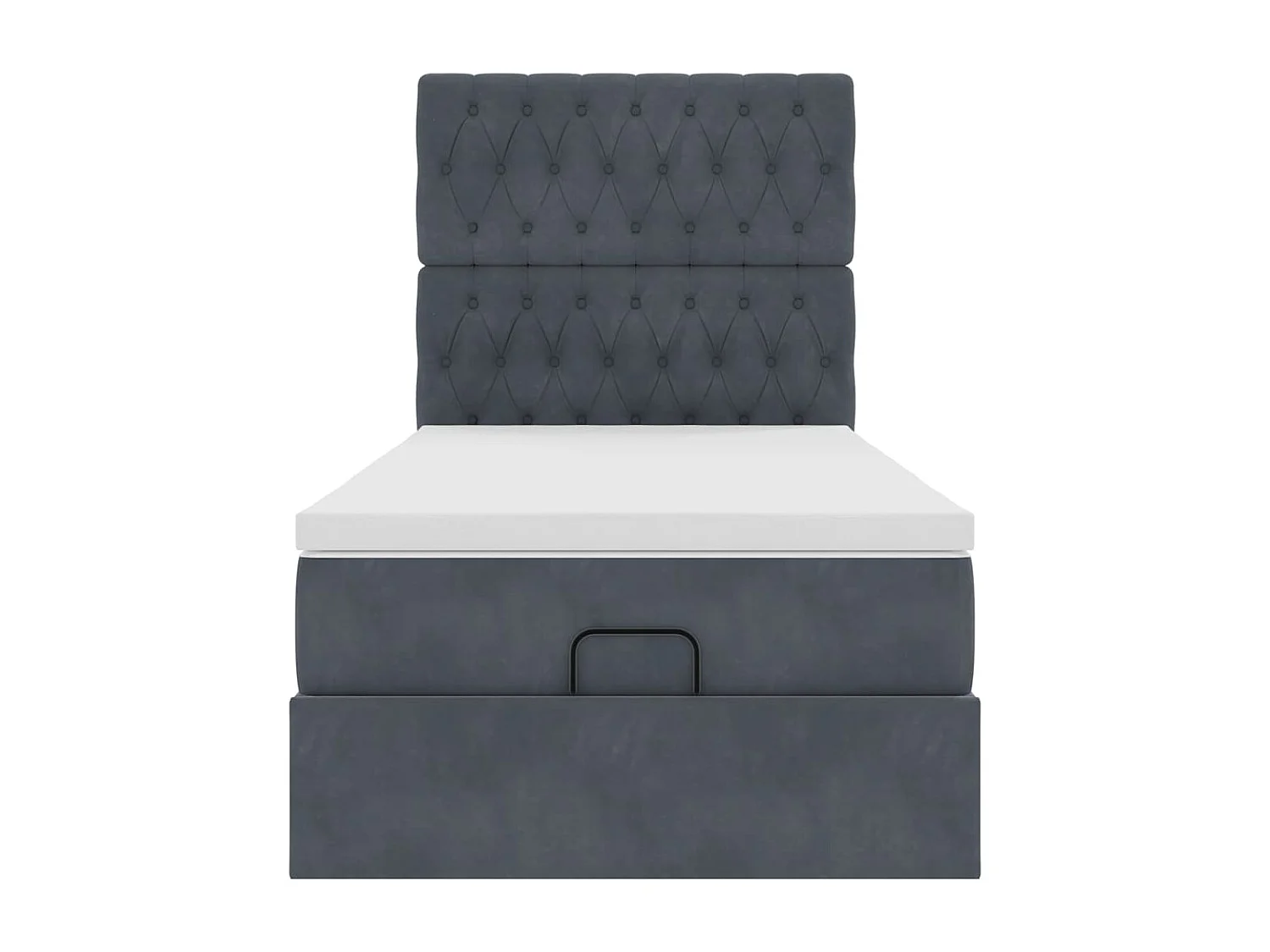 Ottoman-Bett mit Matratzen & LEDs Dunkelgrau 100x200 cm Samt