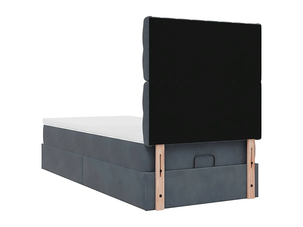 Cadre de lit ottoman avec matelas gris foncé 100x200 cm velours