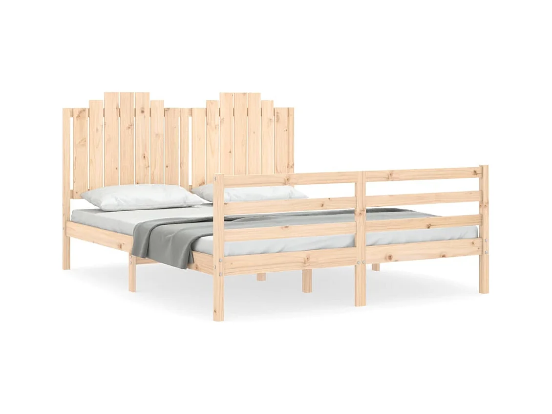 Bedframe met hoofdbord massief hout 160x200 cm