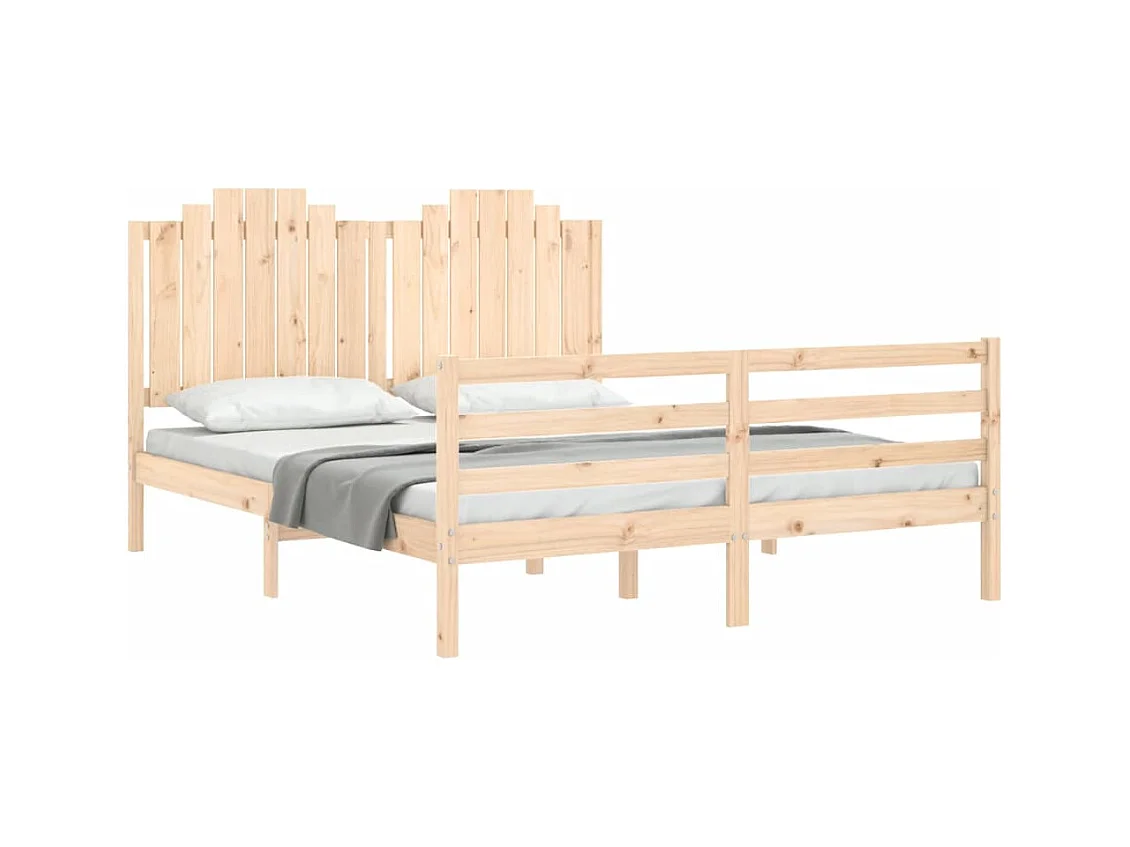Bedframe met hoofdbord massief hout 160x200 cm