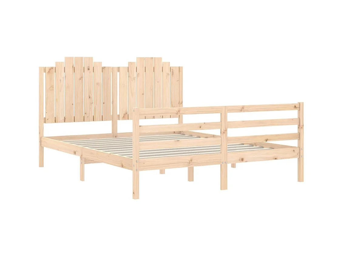 Bedframe met hoofdbord massief hout 160x200 cm