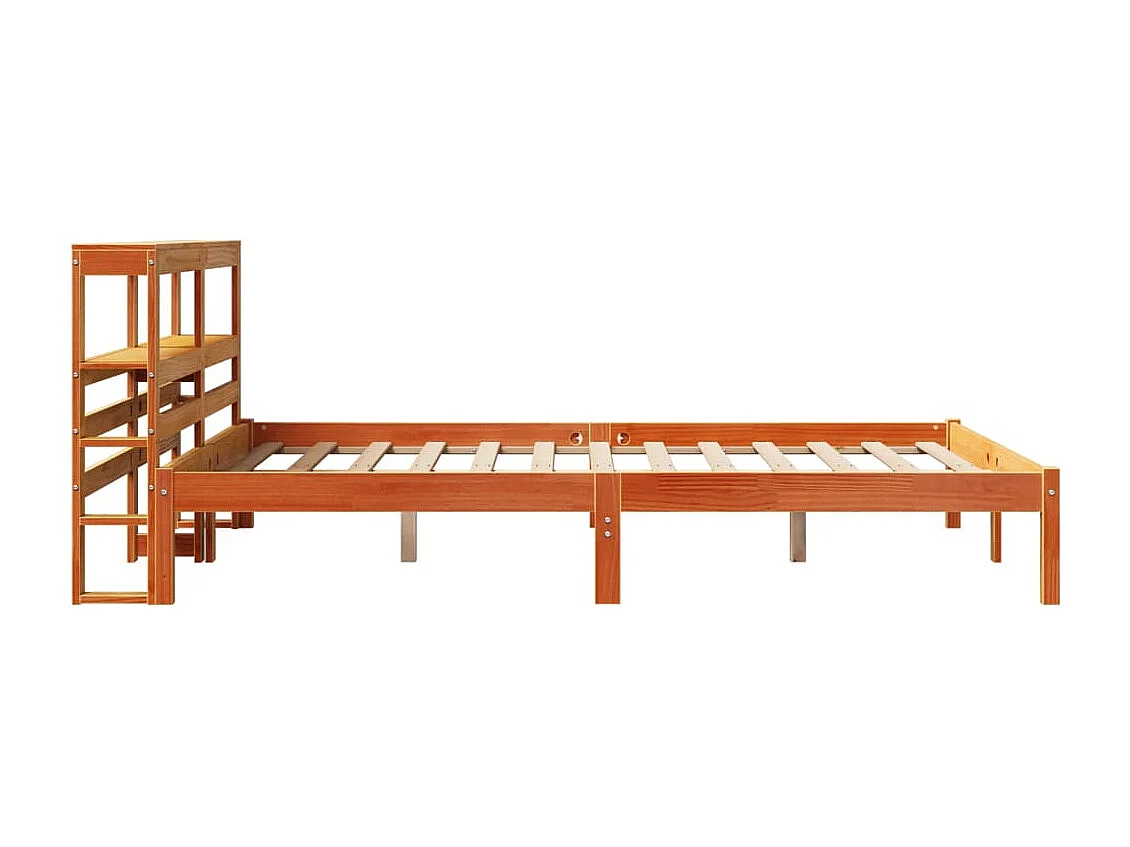 Bedframe met hoofdbord massief grenenhout wasbruin 160x200 cm