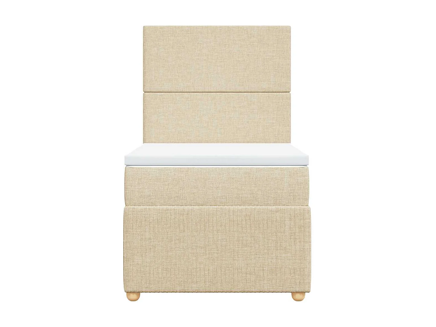 Cama box spring con colchón tela color crema 90x190 cm