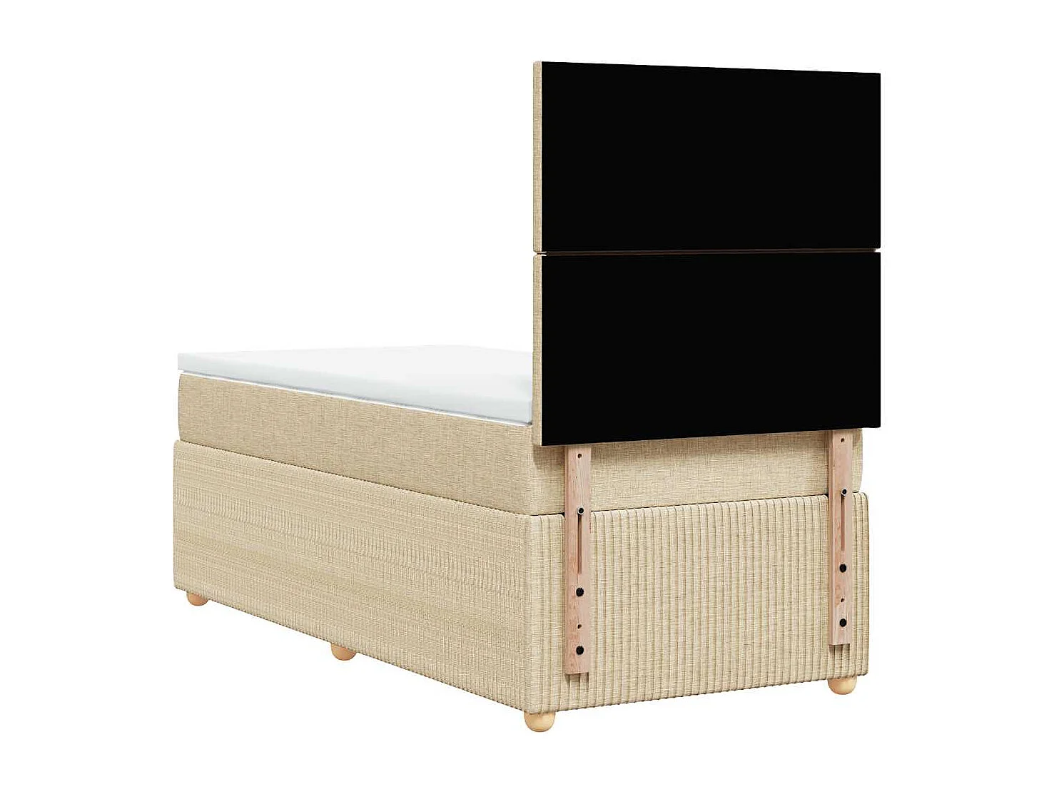 Cama box spring con colchón tela color crema 90x190 cm