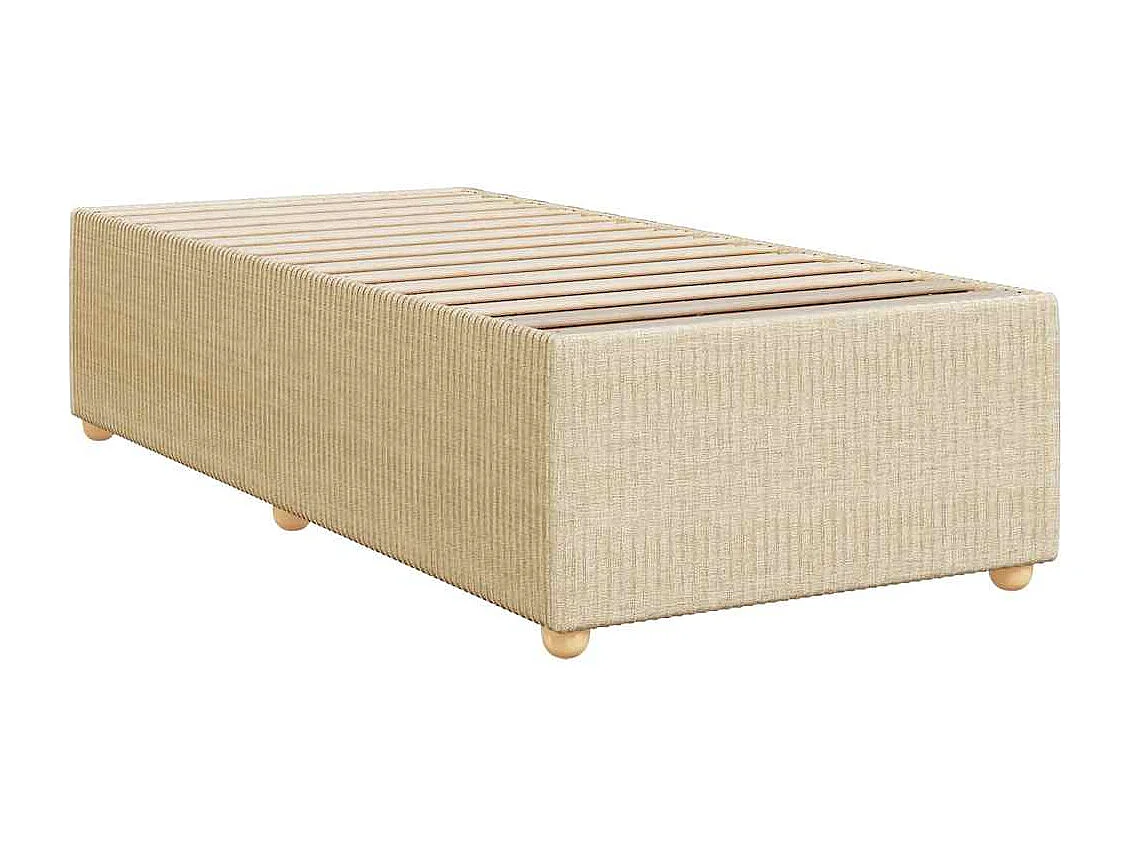 Cama box spring con colchón tela color crema 90x190 cm