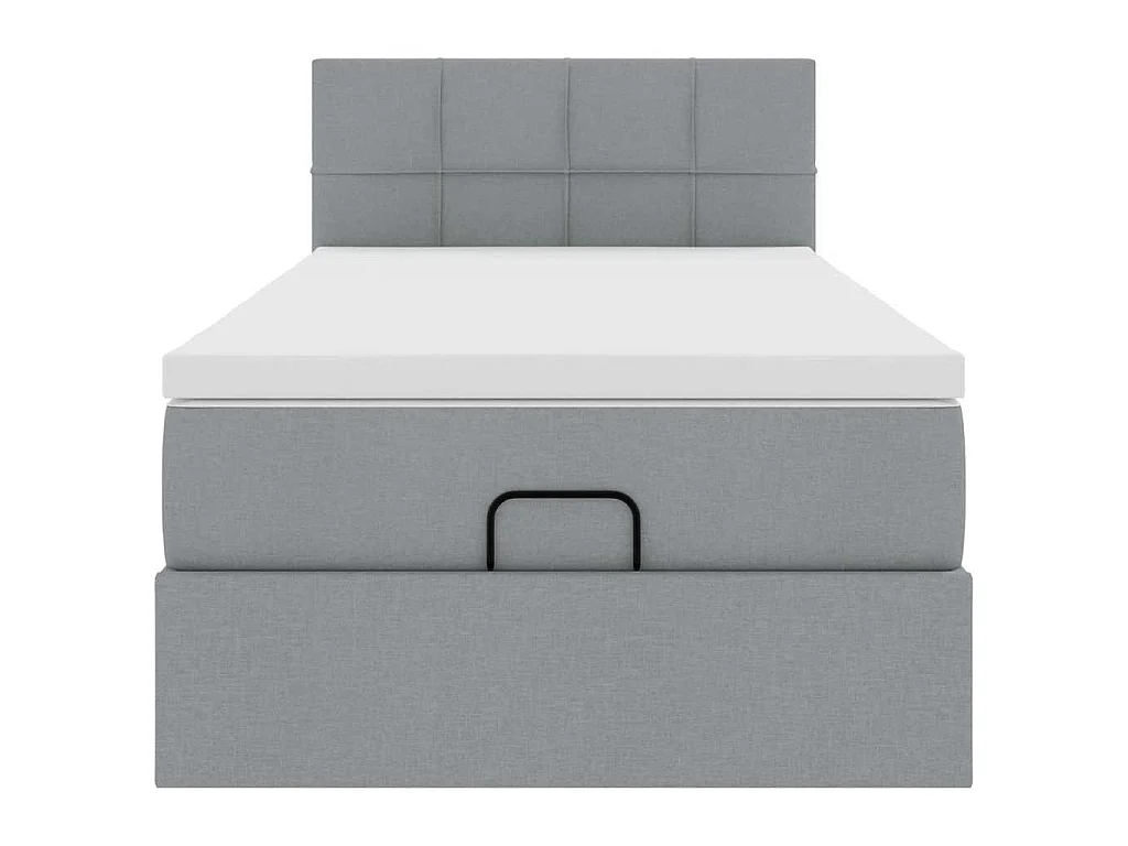 Ottoman-Bett mit Matratze Hellgrau 90x190 cm Stoff